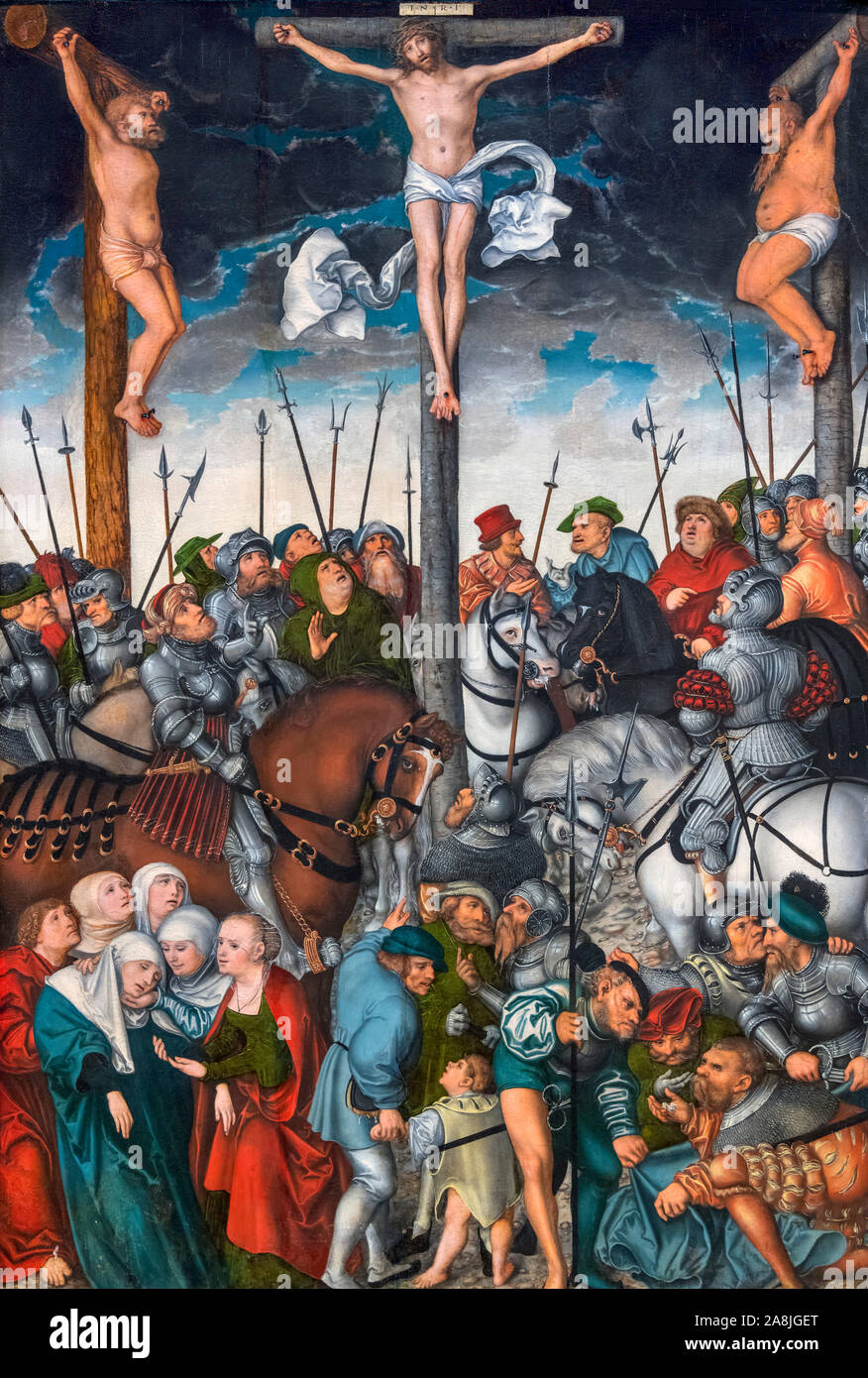 Die Kreuzigung von Lucas Cranach dem Älteren (1472-1553), Öl auf Leinwand, 1538 Stockfoto