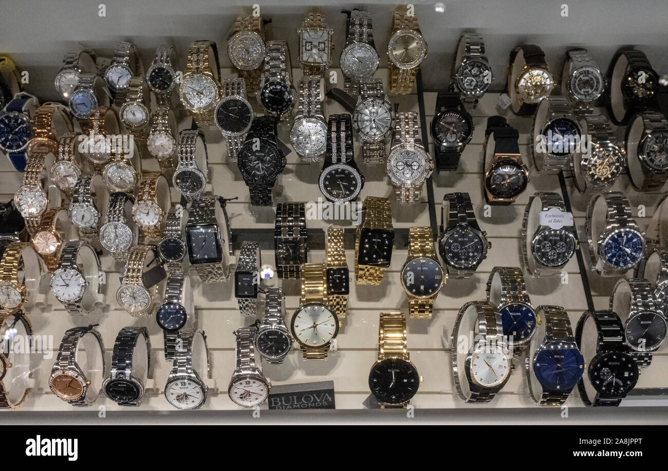 Bulova watch Anzeige an Zales Juweliere in der Coronado Mall, Albuquerque, New Mexico Stockfoto