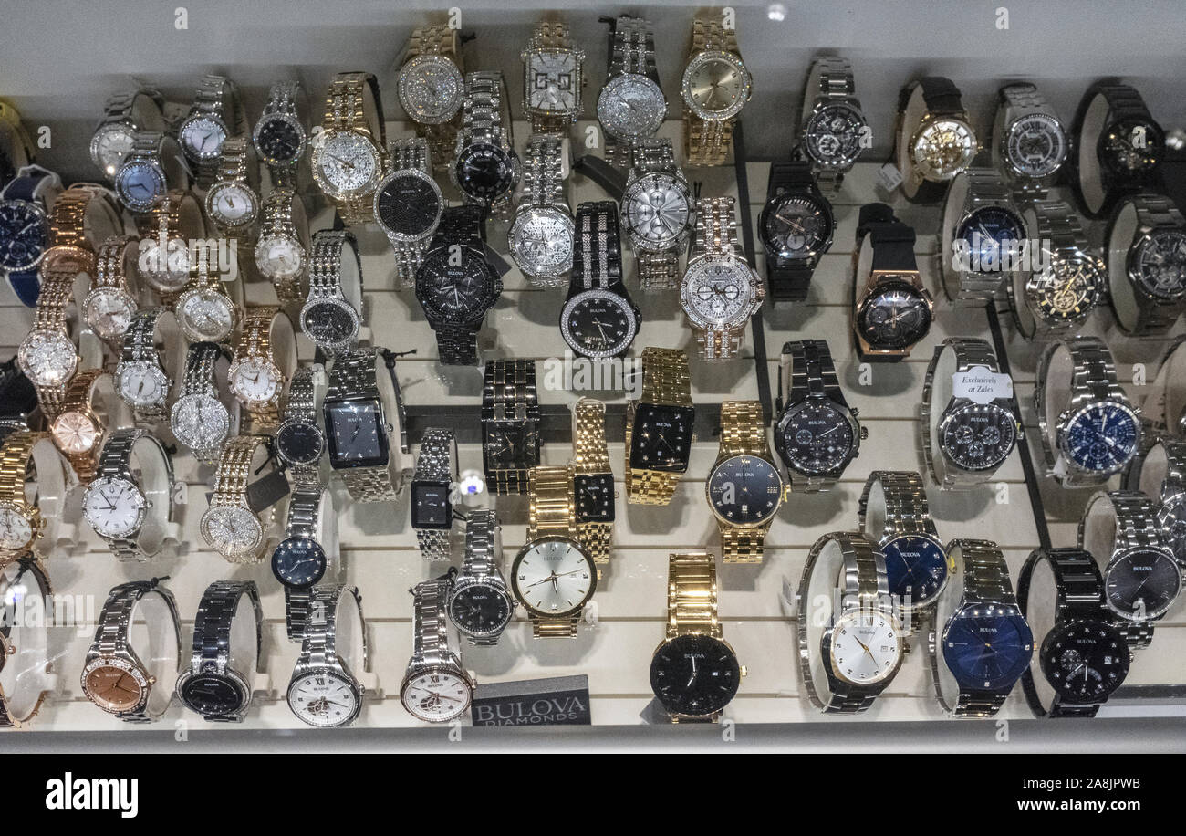 Bulova watch Anzeige an Zales Juweliere in der Coronado Mall, Albuquerque, New Mexico Stockfoto