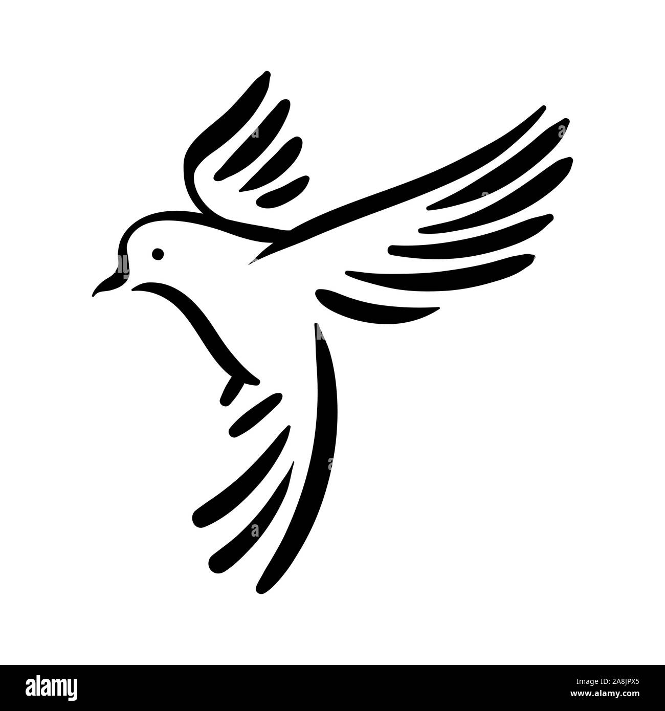 Vogel silhouette Hand gezeichnete Illustration für Logo Stock Vektor