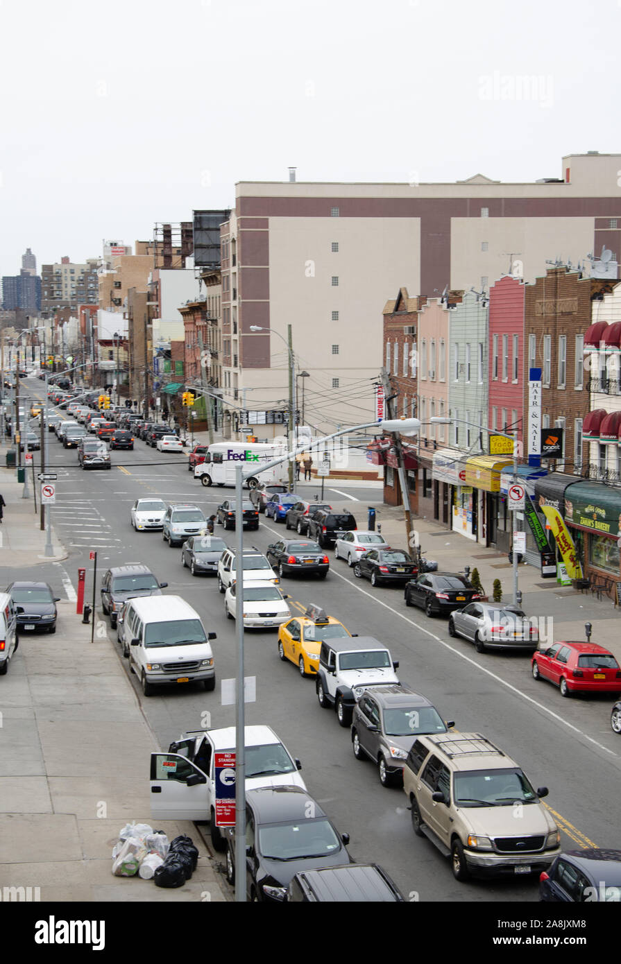 Eine Straße in Queens, New York City Stockfoto