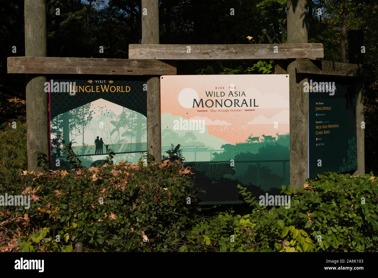 Monorail Sign, die Bronx Zoo, der Wildlife Conservation Society, Bronx Park, Bronx, New York Stockfoto