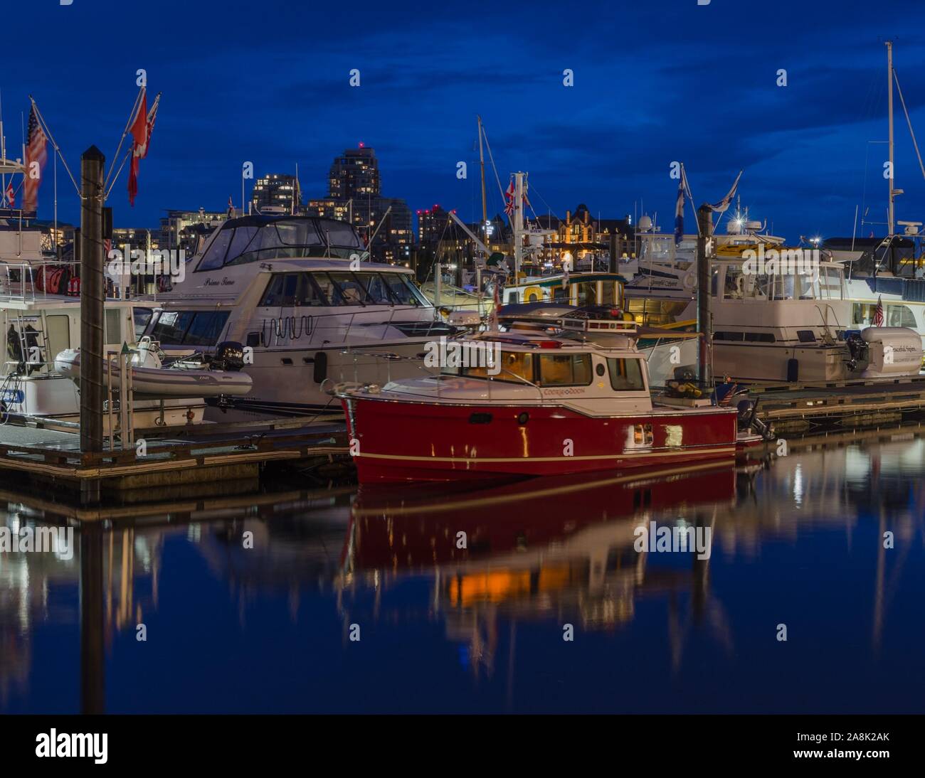 Boote im Inner Harbour, Victoria, BC, Kanada. Stockfoto