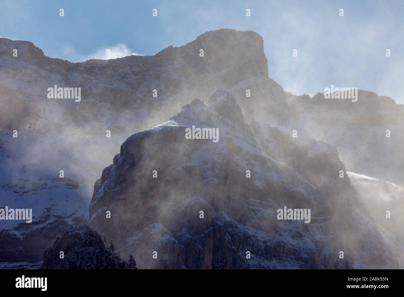 Nationalpark Ordesa und Monte Perdido. Erster Schnee, Spätherbst. Stockfoto