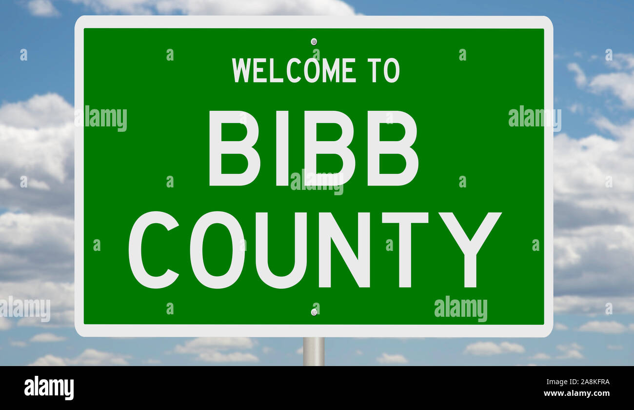 Rendering von einem grünen 3d Autobahn Zeichen für das Bibb County Stockfoto Rendering von einem grünen 3d Autobahn Zeichen für das Bibb County Stockfoto