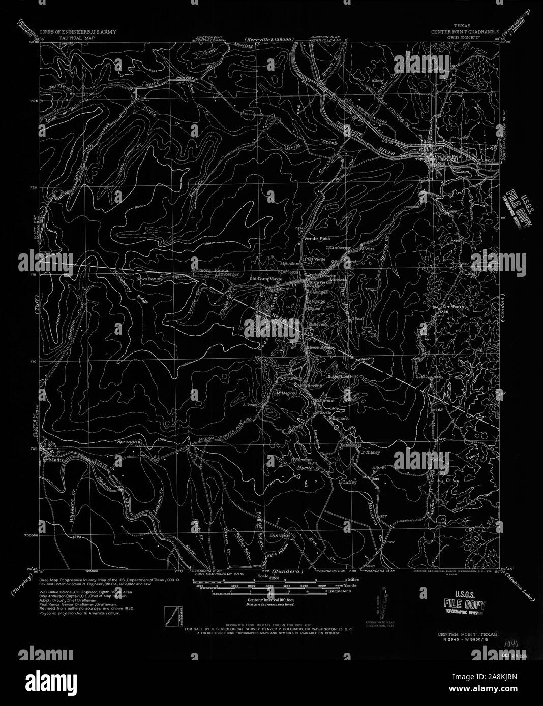 USGS TOPO Karte Texas TX Mittelpunkt 106673 1956 62.500 invertiert Wiederherstellung Stockfoto
