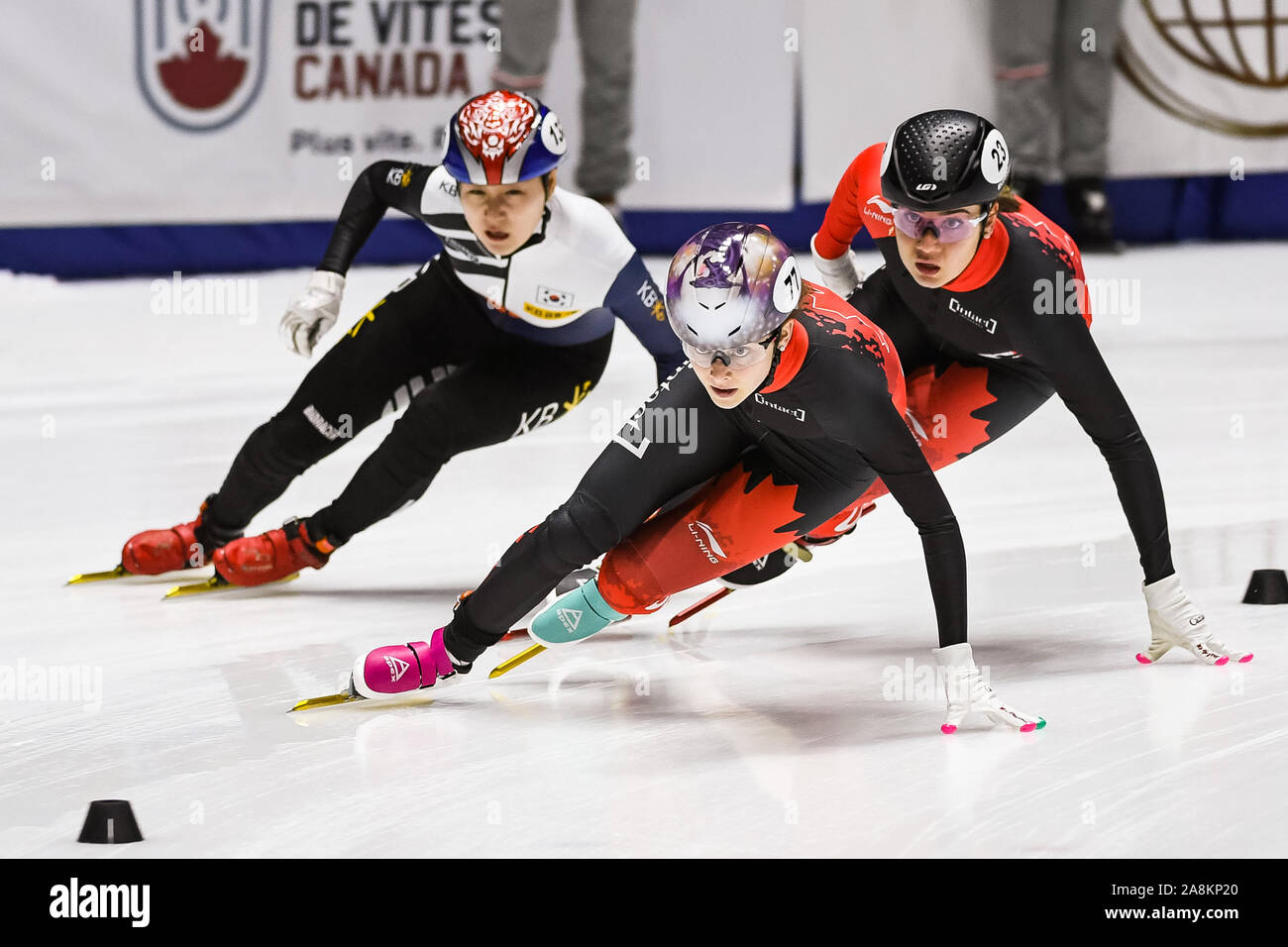 Montreal, Quebec. 09 Nov, 2019. Danae Blais (können) führt die Runde während der ISU World Cup II auf der Maurice-Richard-Arena in Montreal, Quebec. David Kirouac/CSM/Alamy leben Nachrichten Stockfoto