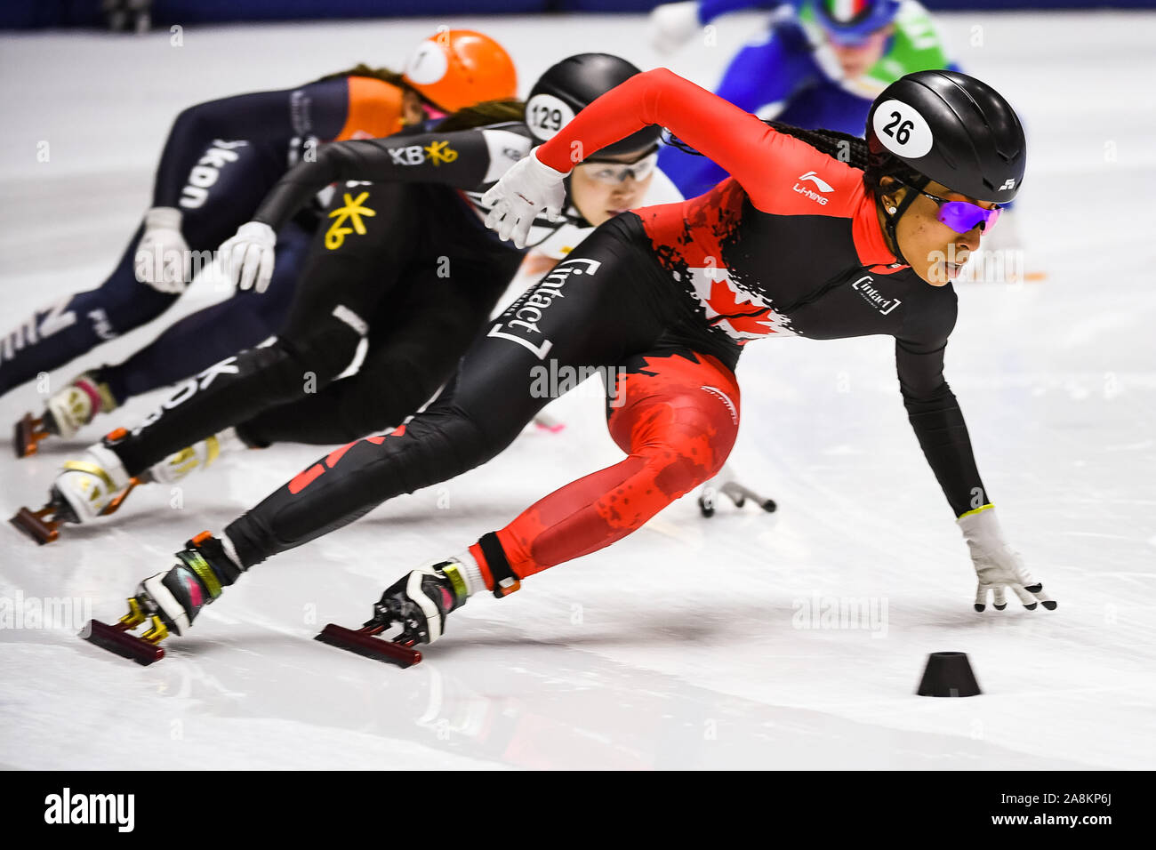 Montreal, Quebec. 09 Nov, 2019. Blick auf Alyson Charles (CAN) während der ISU World Cup II auf der Maurice-Richard-Arena in Montreal, Quebec. David Kirouac/CSM/Alamy leben Nachrichten Stockfoto