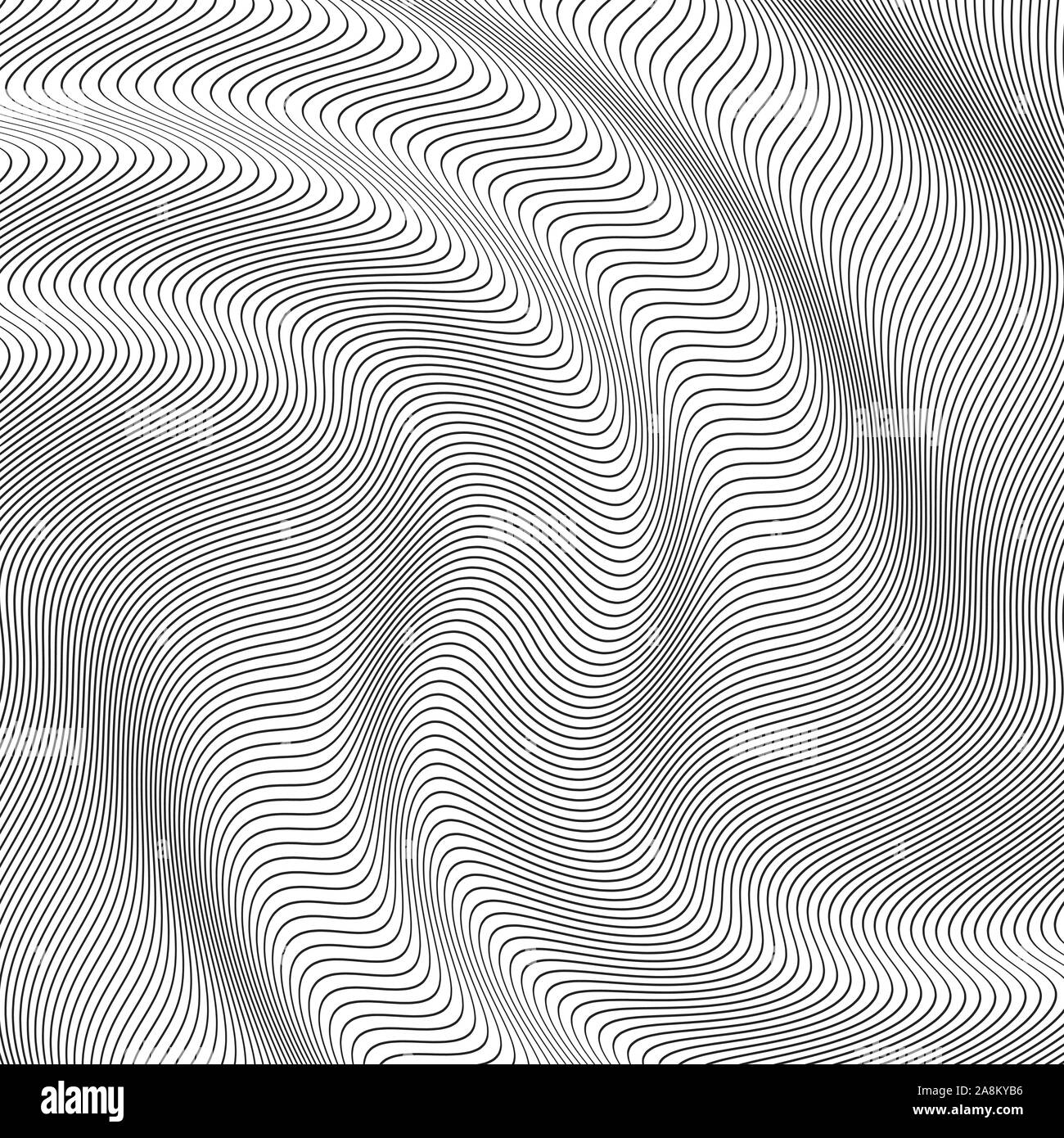 Schwarz gekrümmte Wellenlinien. Abstrakte halftone Wellen. Vektorgrafik Hintergrund für Design Stock Vektor