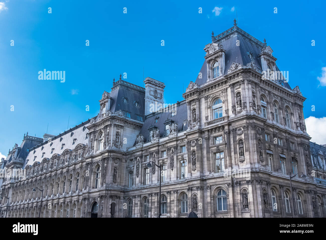 Paris, das Rathaus, Place de l'Hotel de Ville, schönes pariser Denkmal Stockfoto