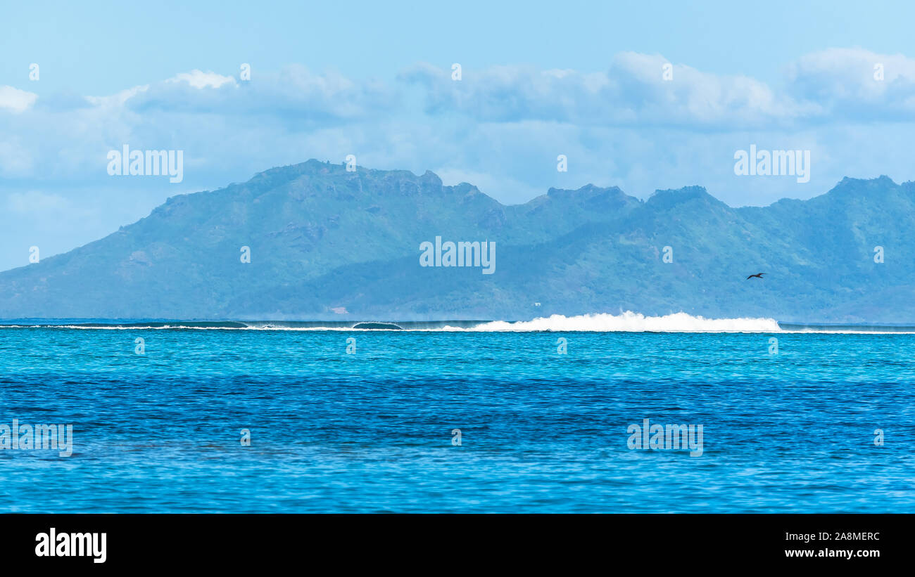 Französisch-Polynesien, Insel Moorea, Panorama vom Hafen Papeete Stockfoto