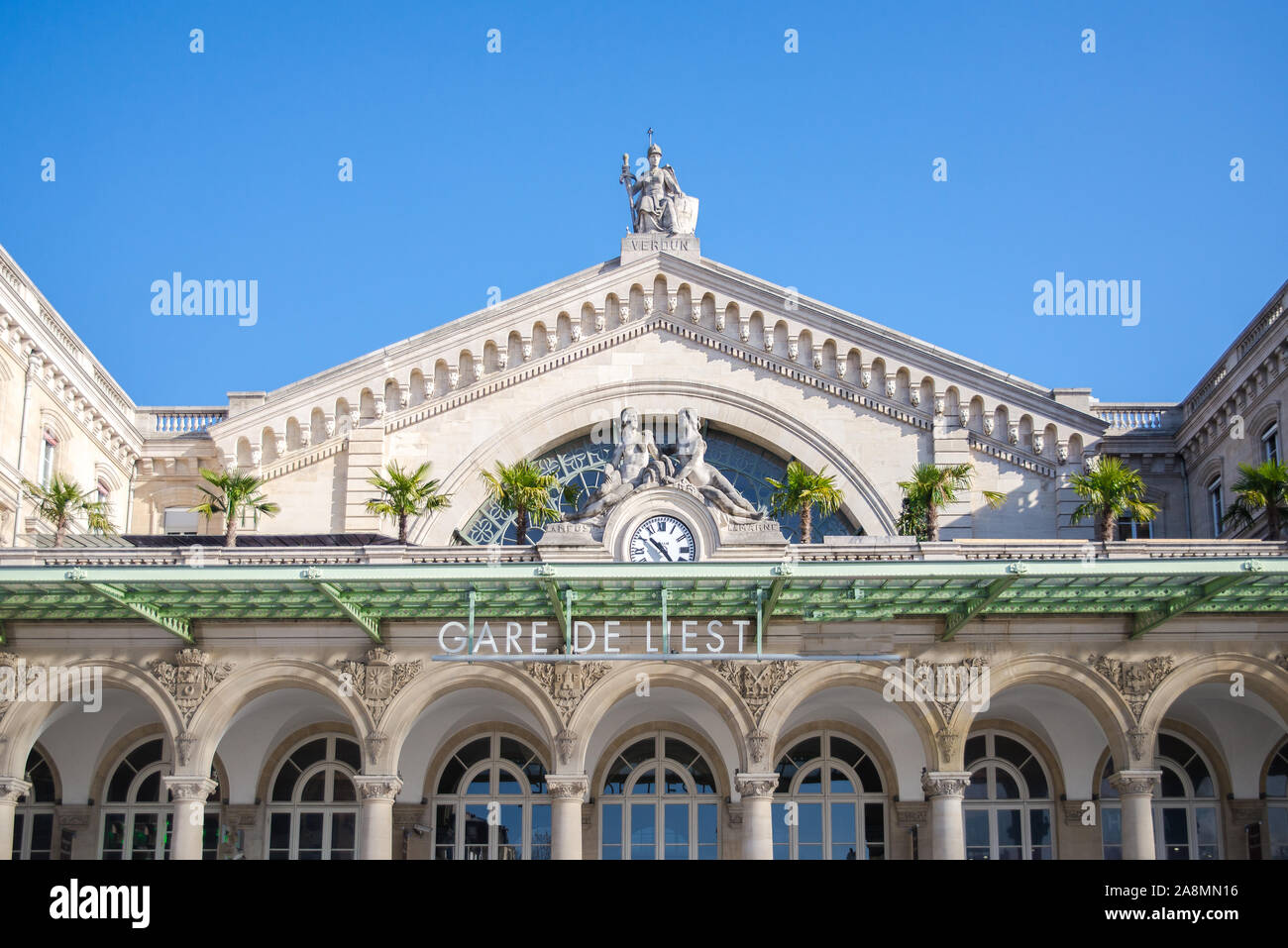 Paris, Gare de l'Est, Bahnhof, Fassade Stockfoto