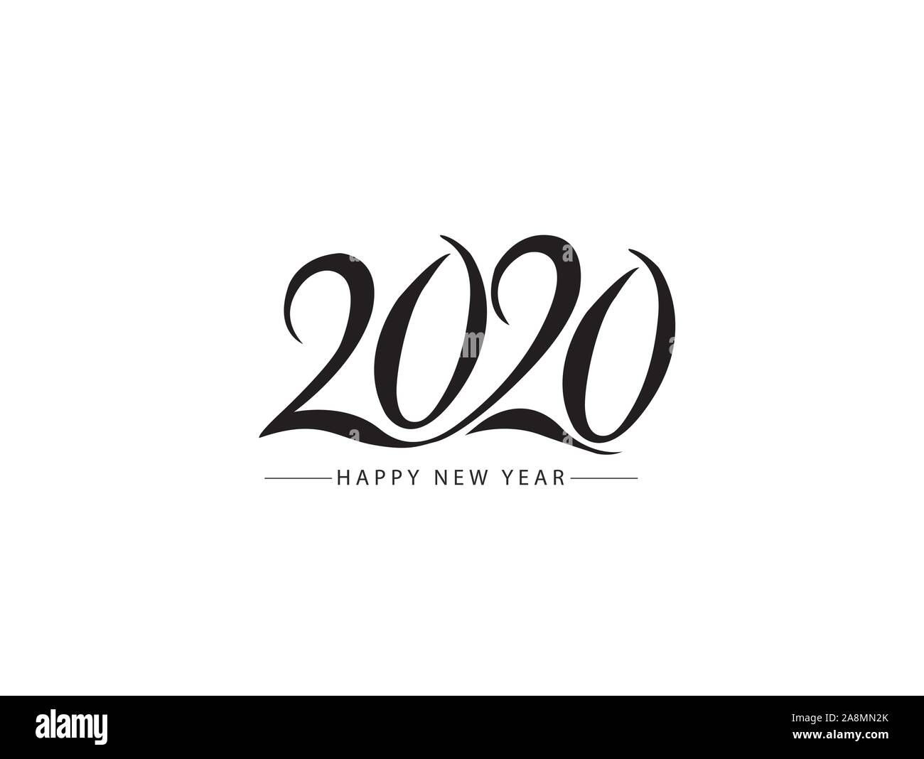 Frohes Neues Jahr 2020 Text Typografie Design Patter, Vector Illustration. Stock Vektor