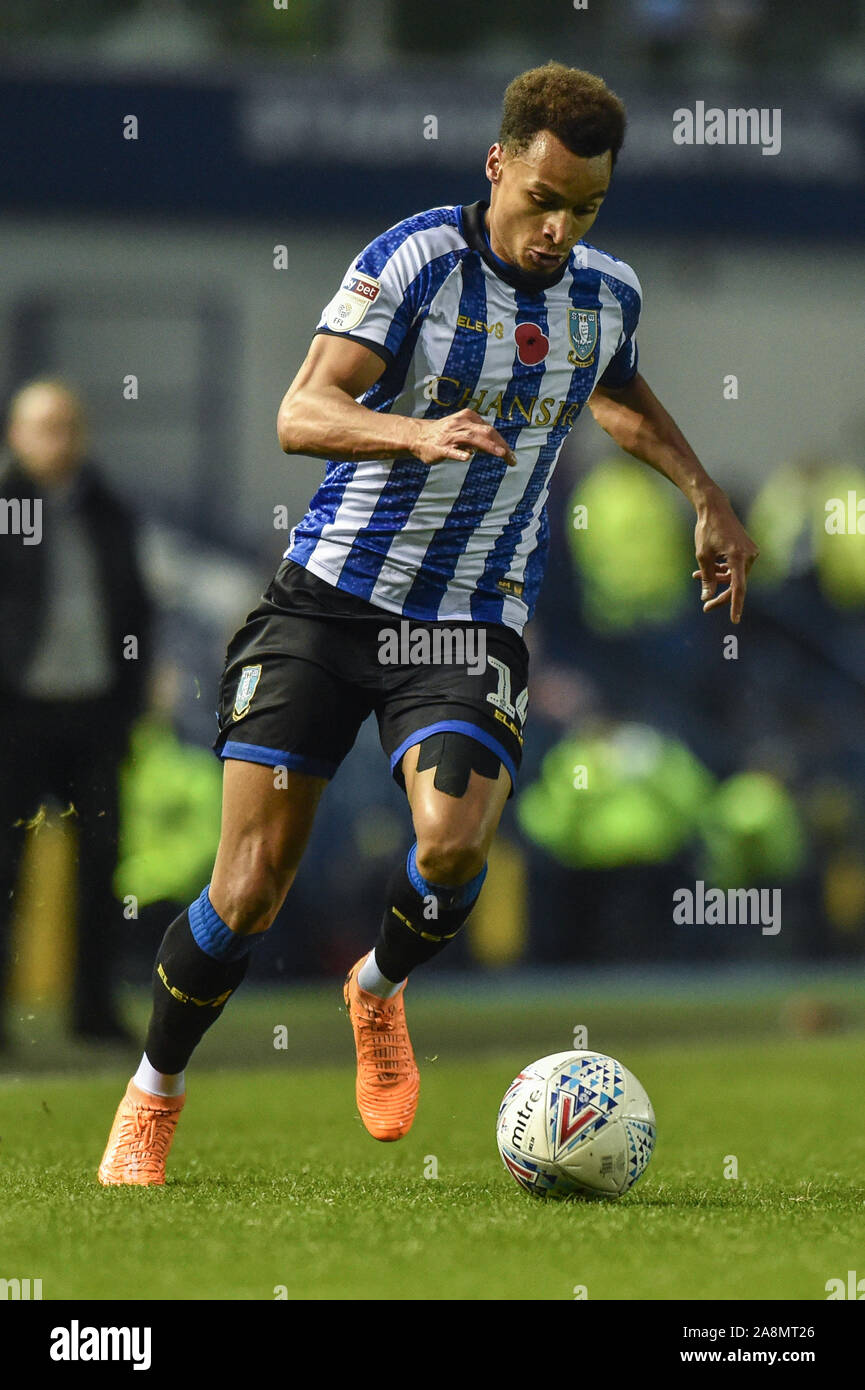 9. November 2019, Hillsborough, Sheffield, England; Sky Bet Meisterschaft, Sheffield Mittwoch v Swansea City: Jacob Murphy (14) von Sheffield Mittwoch auf der Kugel. Credit: Dean Williams/News Bilder Stockfoto