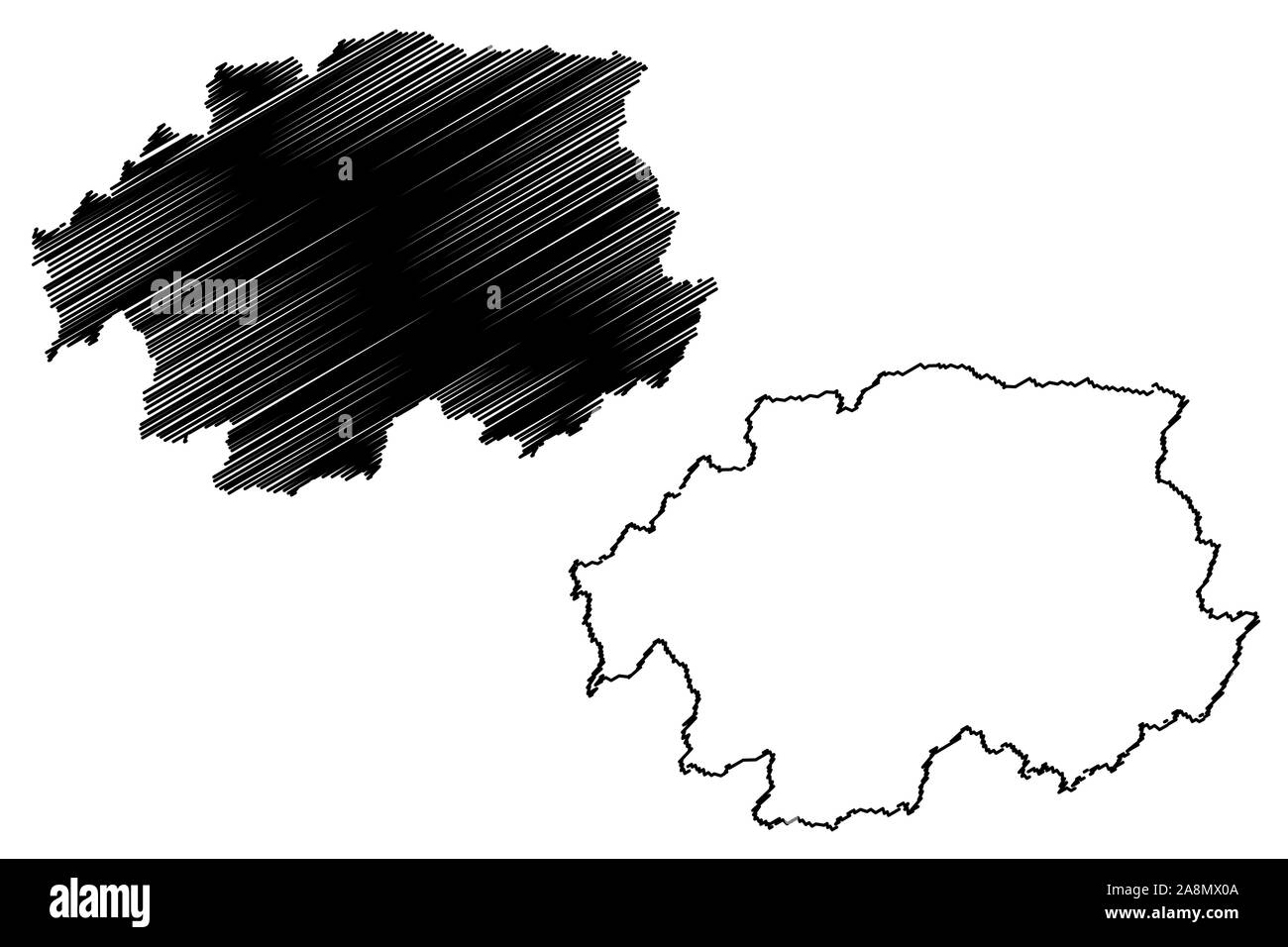 Banska Bystrica Region (Regionen der Slowakei, Slowakische Republik) Karte Vektor-illustration, kritzeln Skizze Banska Bystrica Karte Stock Vektor