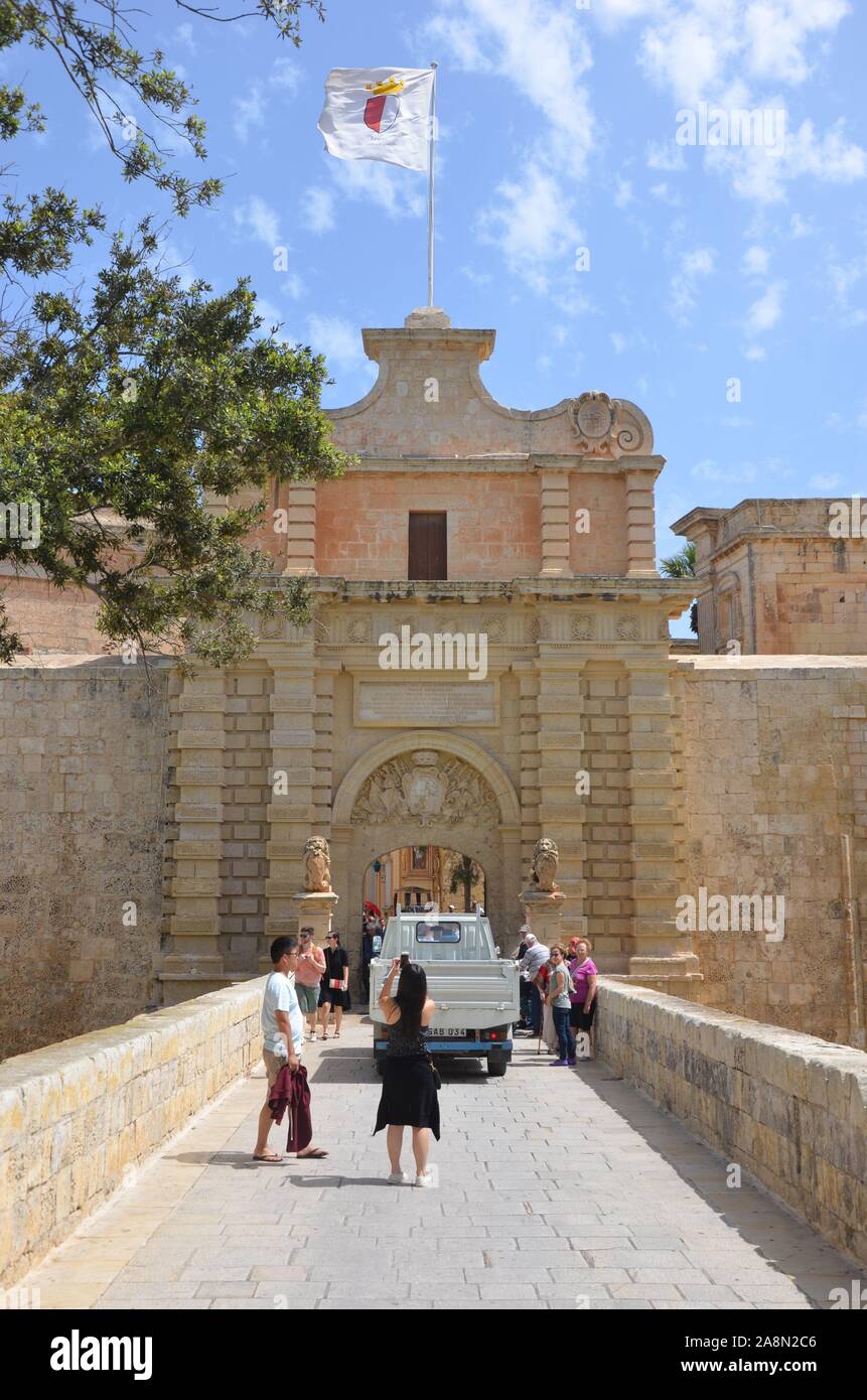 City Gate von Mdina, die Stille Stadt, "Malta Stockfoto