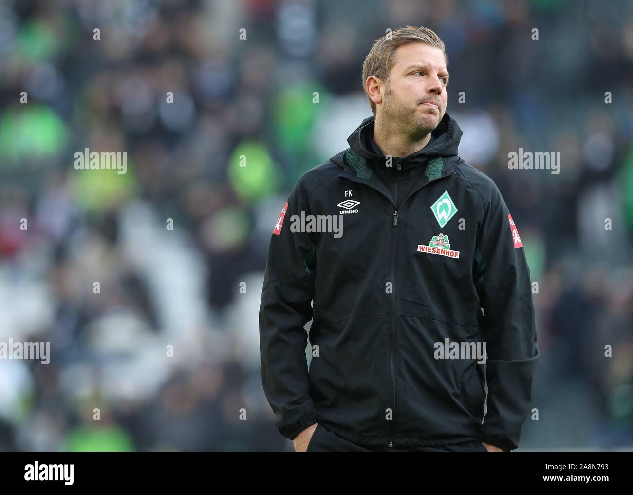 Firo: 10.11.2019, Fußball, 1.Bundesliga, Saison 2019/2020, Borussia Mönchengladbach, Gladbach - SV Werder Bremen Trainer Florian KOHFELDT, Bremen, Enttauschung | Verwendung weltweit Stockfoto