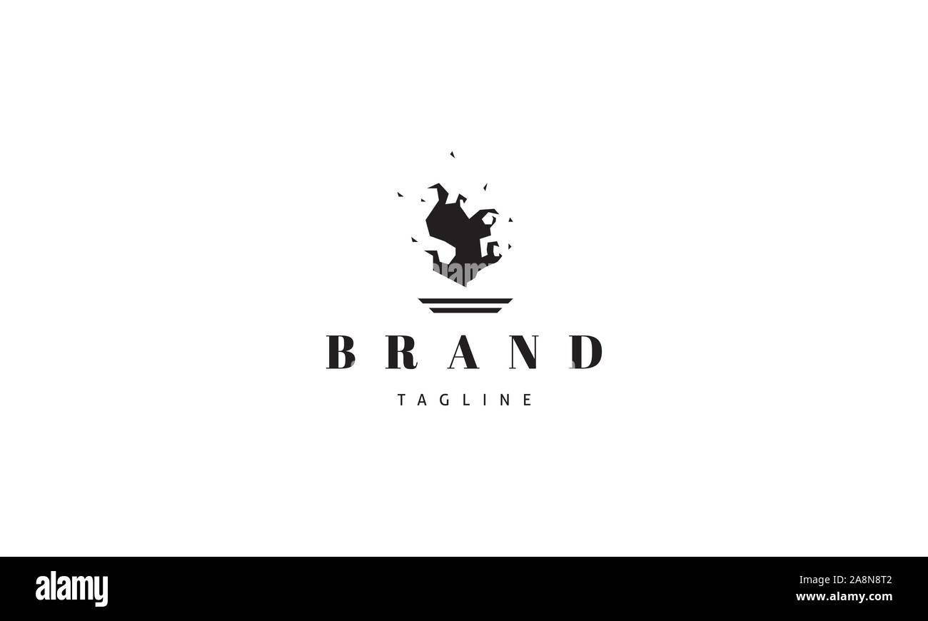 Vektor Logo, auf dem ein abstraktes Bild aus einer Schüssel mit Feuer. Stock Vektor