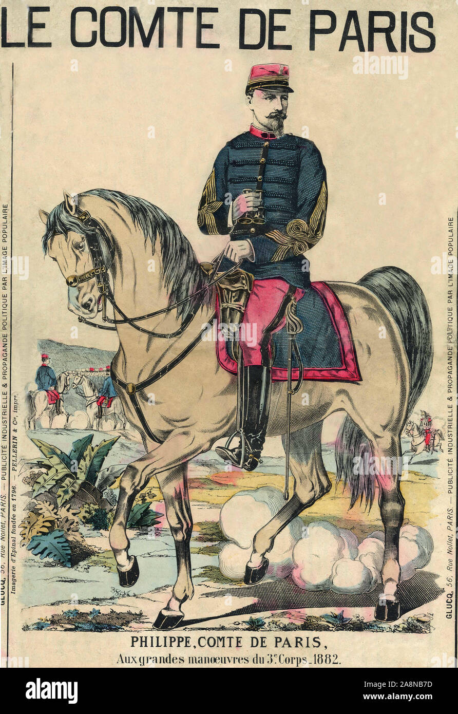 "Le Comte de Paris": Philippe d'Orléans (1838-1894), il fut considere comme l'heritier Du Trône de France par ses Partisanen. Tiefdruck, in "Le Figaro, Stockfoto