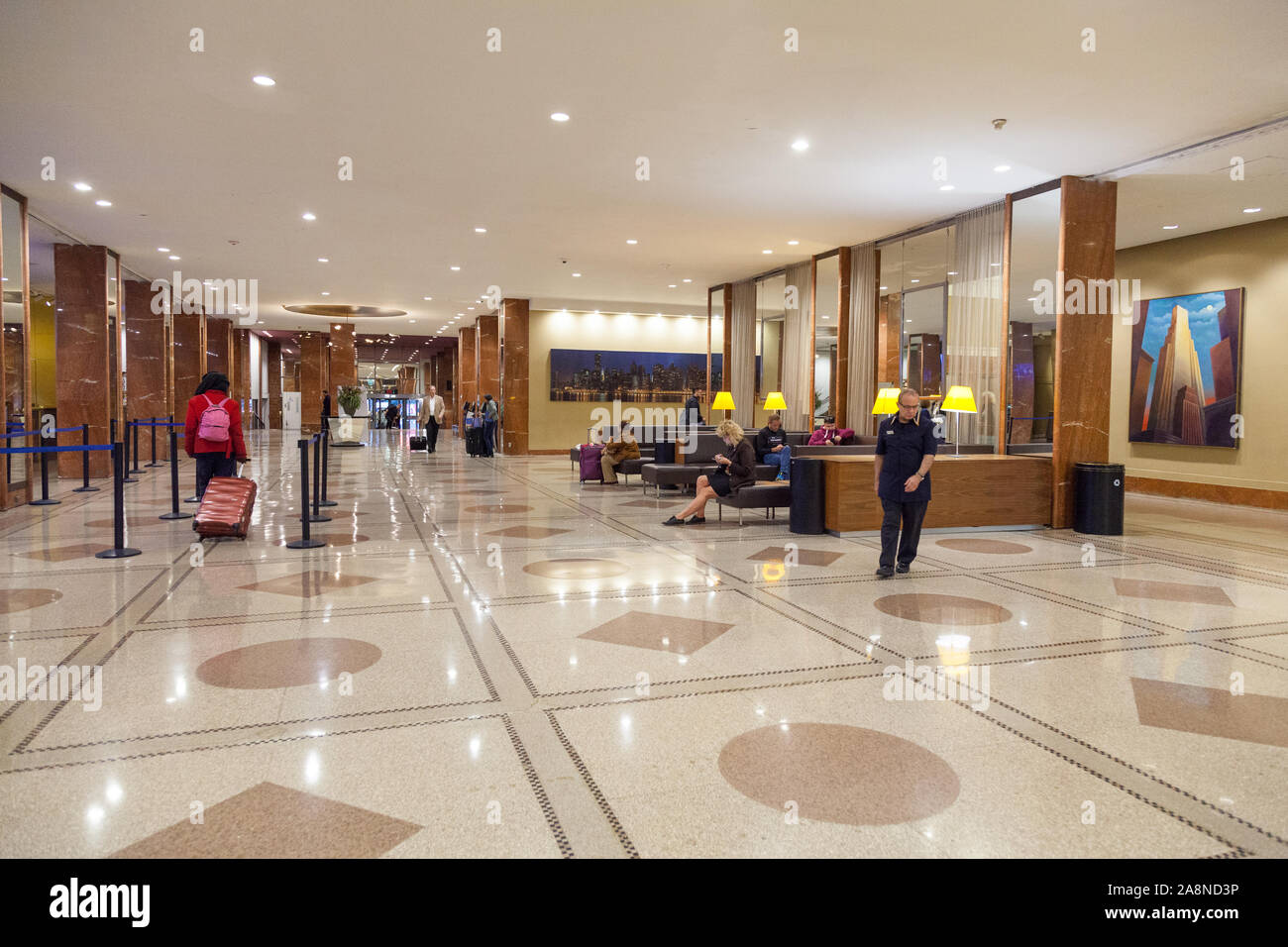 Rezeption Lobby des Hotel Pennsylvania, 7th Avenue, New York City, Vereinigte Staaten von Amerika. Stockfoto