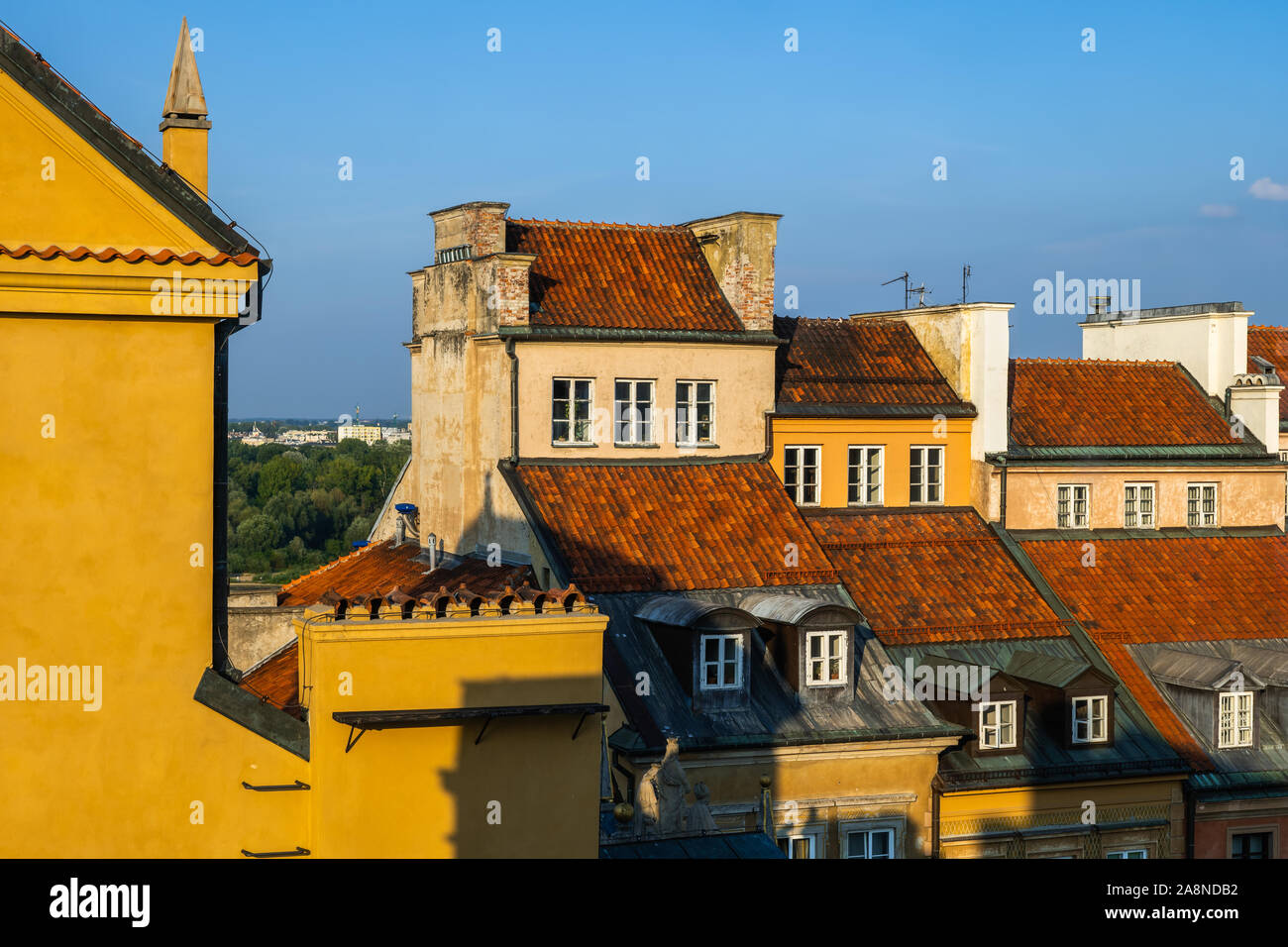 Altstadt Fliesen- häuser mit Dachböden in Warschau, Polen Stockfoto