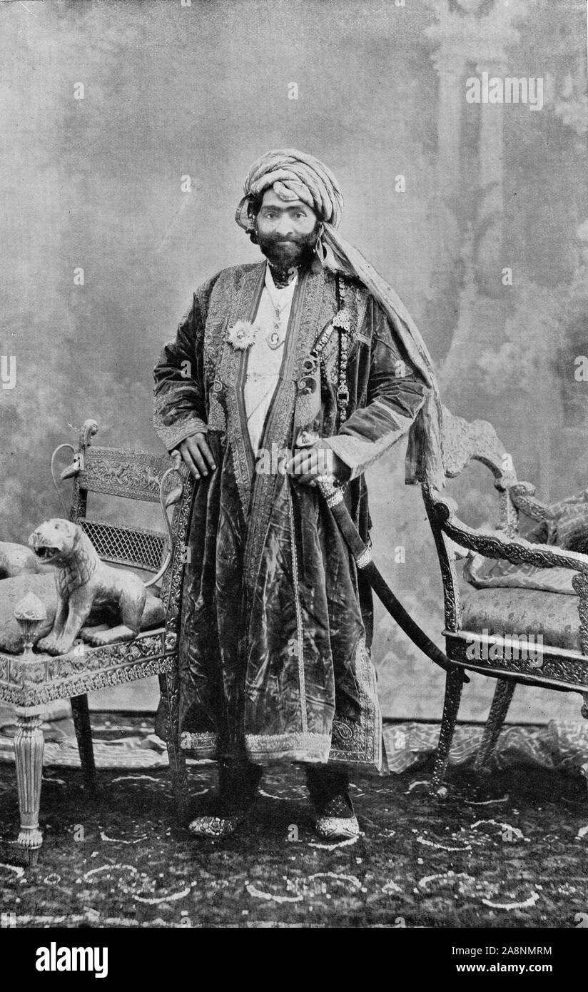 Halbton Porträt Seiner Hoheit, Sir Muhammad Rasul Khanji Babi, Nawab von Junagarh (1858-1911) Stockfoto