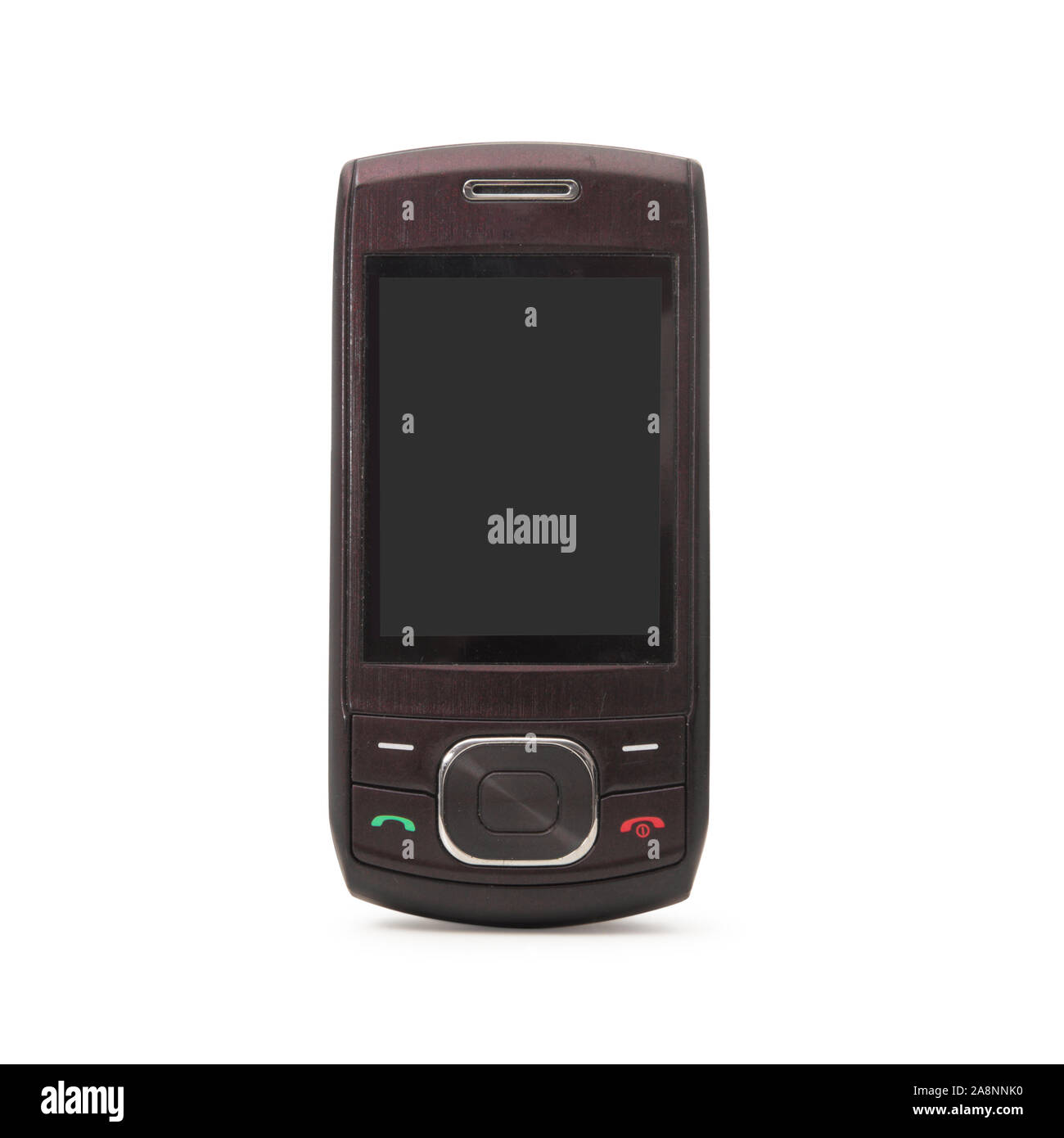 Alte Handys auf weißem Hintergrund Stockfoto