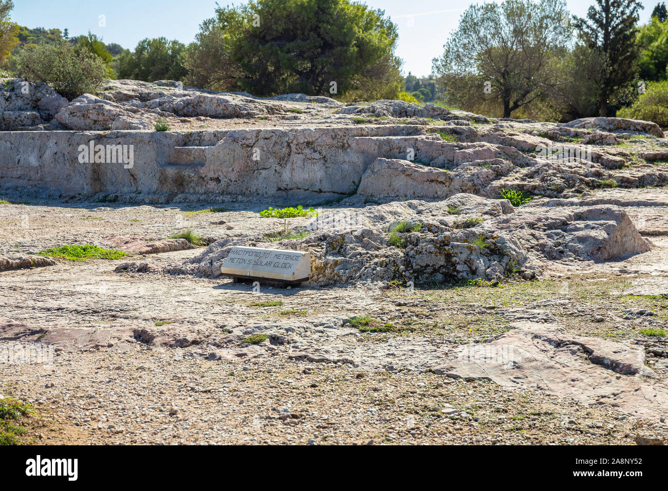 Ruinen des antiken Pnyx - der Ort der Demokratie geboren, Athen, Griechenland Stockfoto