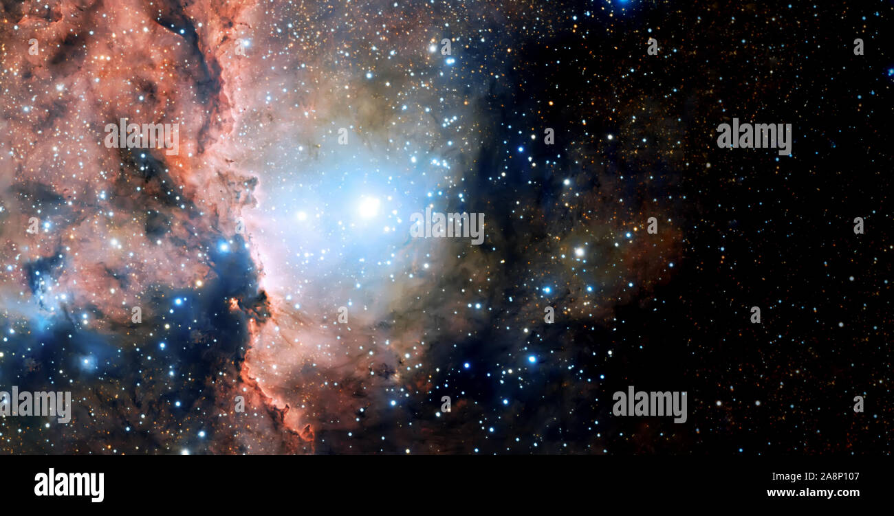Sternen, Staub und Gas nebula in einer fernen Galaxie raum Hintergrund. Das unendliche Universum Stockfoto