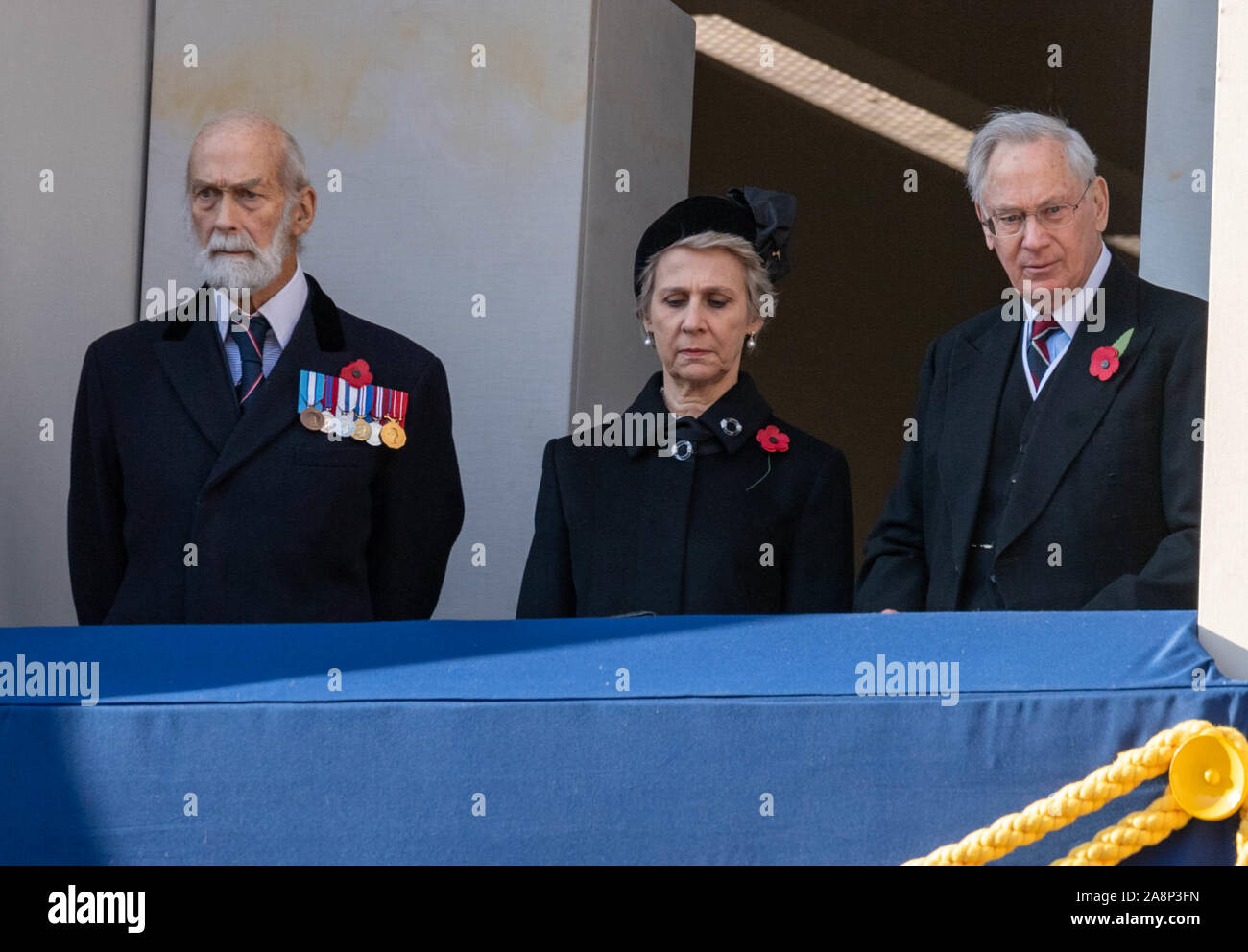 London UK 10. Nov. 2019 Erinnerung Sonntag am Ehrenmal, Whitehall, London Prince Michel von Kent (links) Birgitte, Herzogin von Gloucester und Fürst Richard, Herzog von Gloucester Credit Ian DavidsonAlamy leben Nachrichten Stockfoto