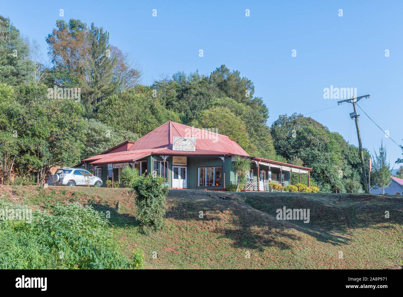 PILGRIMS REST, SÜDAFRIKA - 21. MAI 2019: Scotts Café und Kunst und Handwerk shop in Pilgrims Rest, Mpumalanga Stockfoto