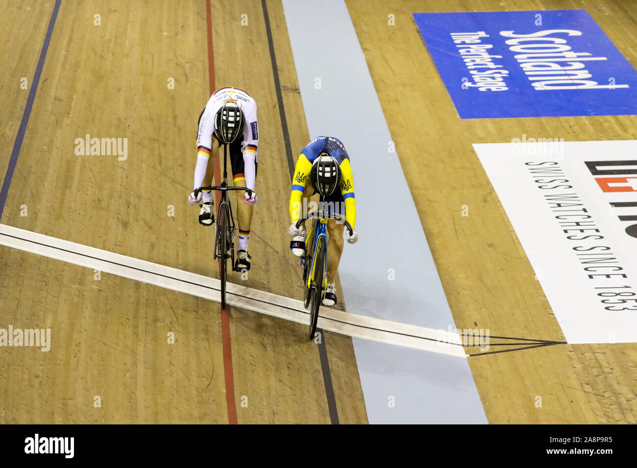 Glasgow, UK. 10. November 2019. Olena Starikova nimmt Bronze im Sprint der Frauen Finale bei Chris Hoy Velodrome in Glasgow. November 10, 2019 Kreditkarten Dan-Cooke/Alamy leben Nachrichten Stockfoto