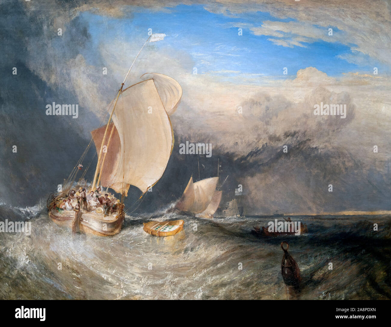 Fischerboote mit Hausierer Tarifverhandlungen für Fische, die von JMW Turner, Öl auf Leinwand, c. 1837/8 Stockfoto