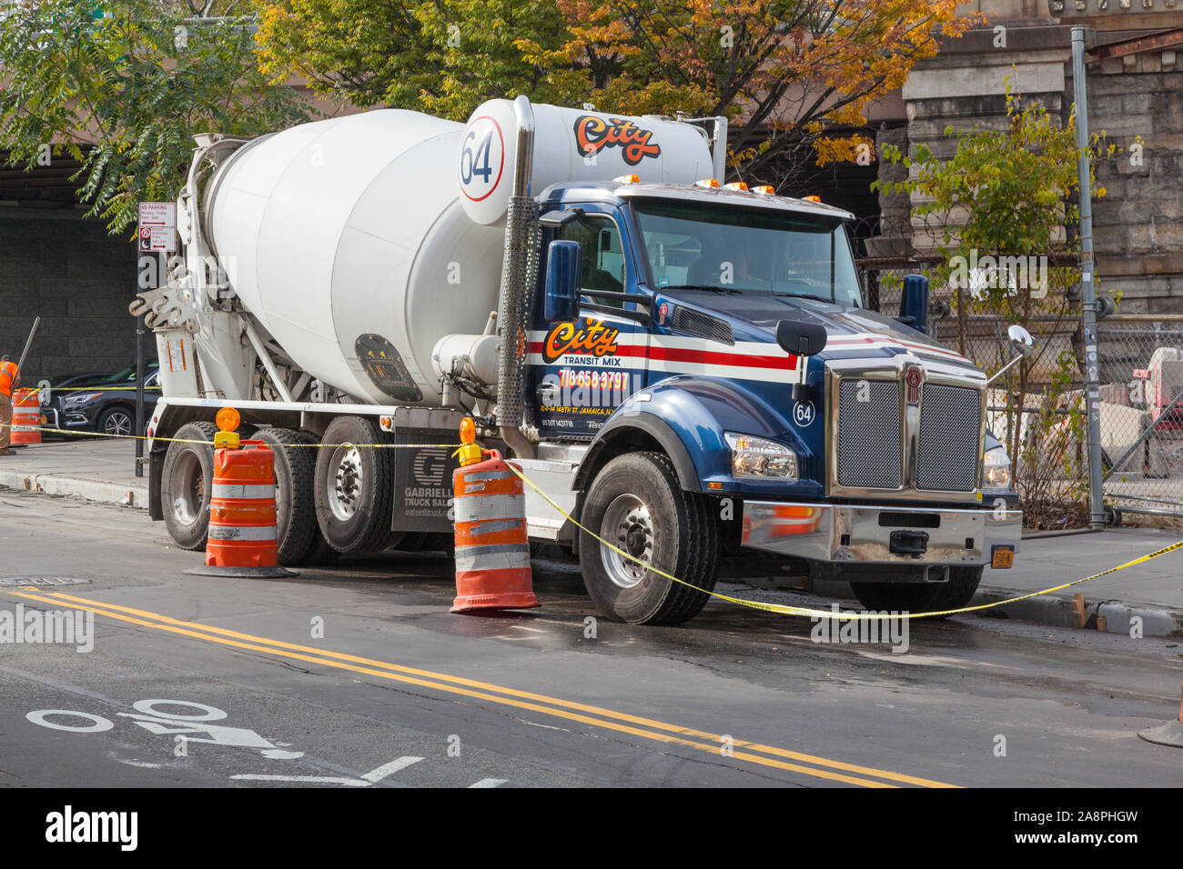 Betonmischer LKW, New York City, Vereinigte Staaten von Amerika. Stockfoto