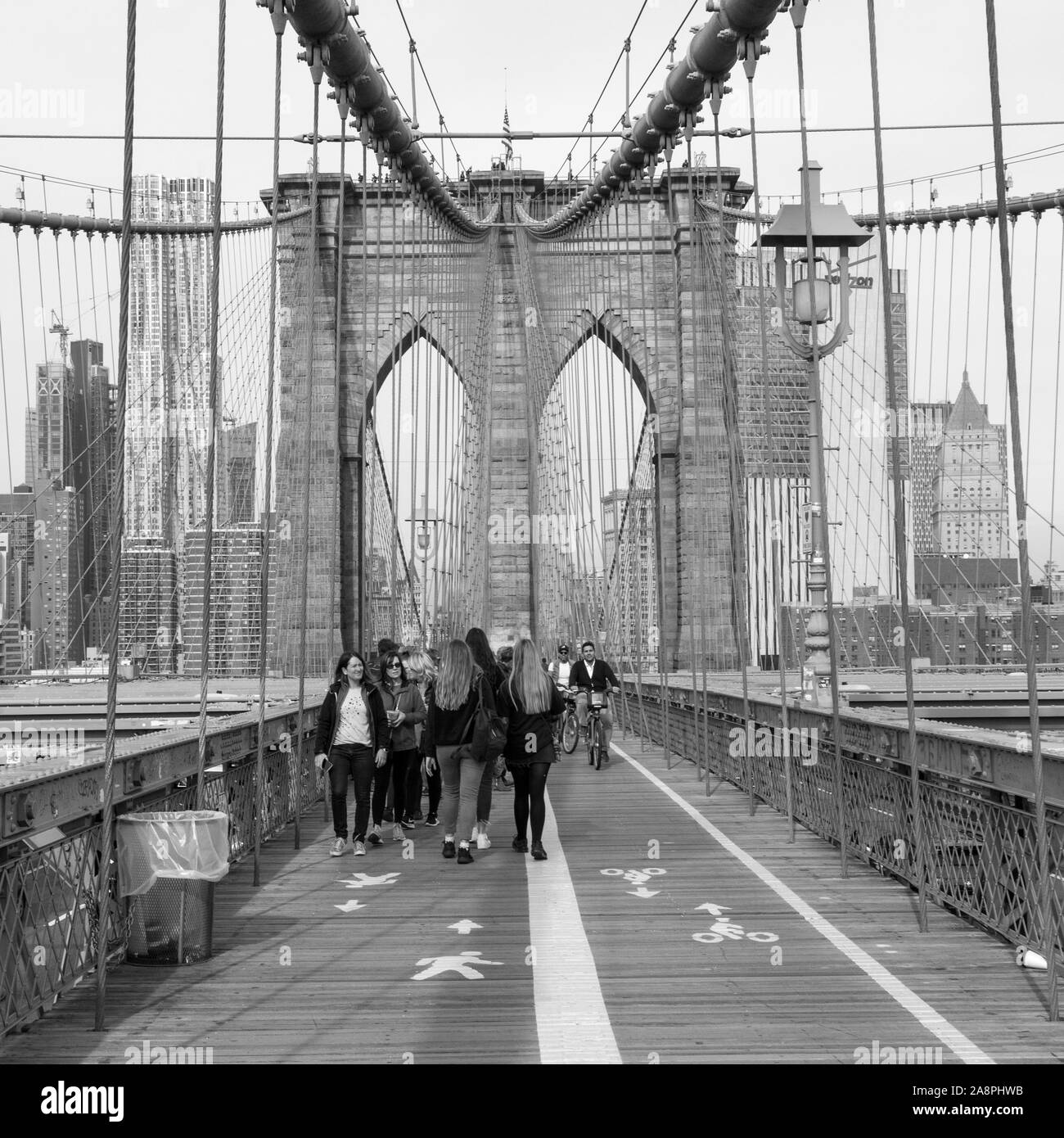 Brooklyn Bridge, New York City, Vereinigte Staaten von Amerika. Stockfoto