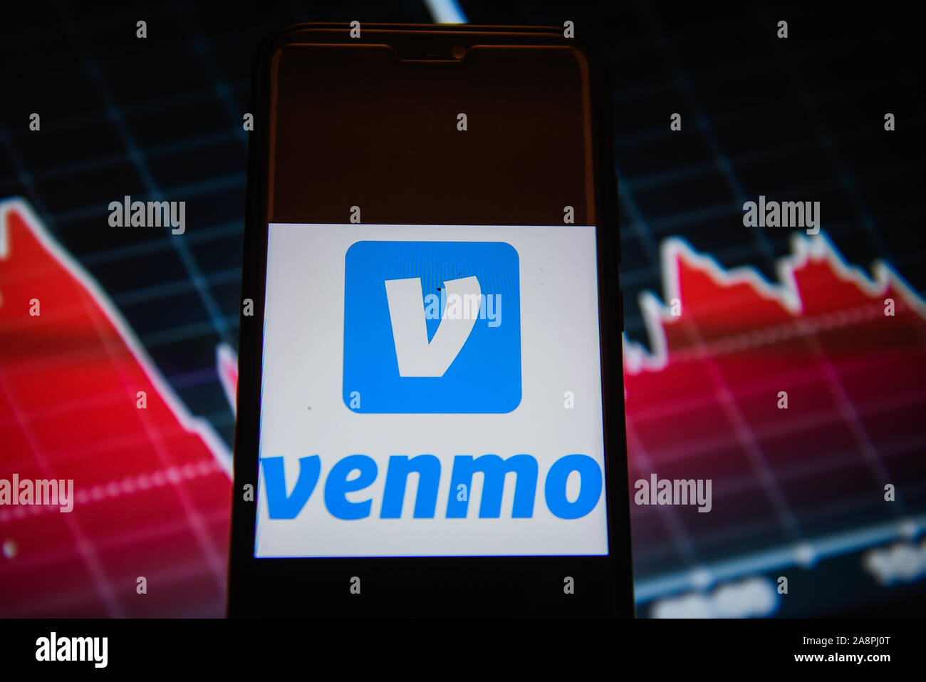 In diesem Foto, Bild a Venmo Logo auf einem Smartphone. Stockfoto