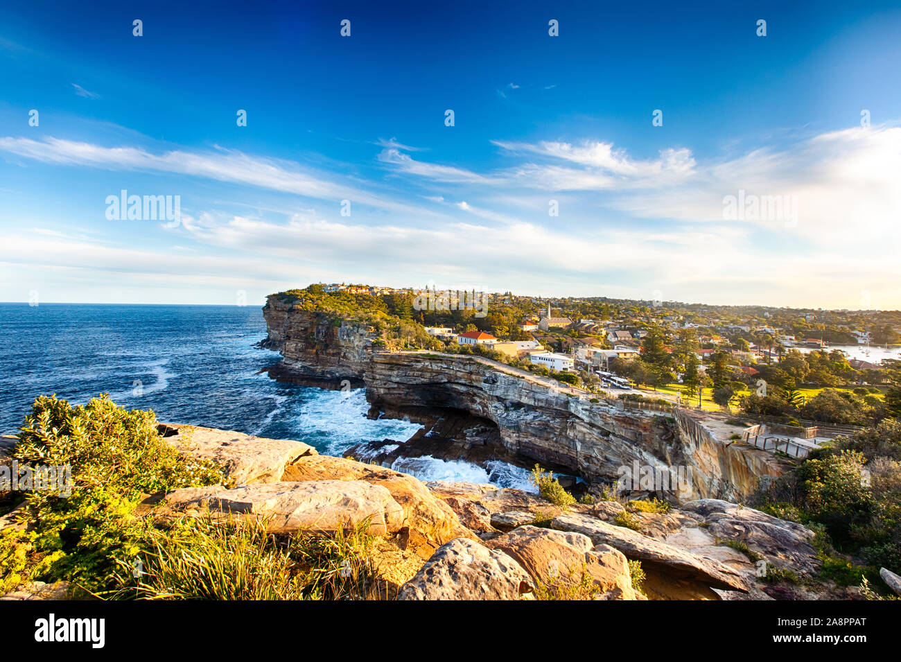 Watsons Bay Gap Bluff in der Nähe von Sydney, NSW, Australien. Schöne und sehr teuren Wohngegend in New South Wales. Stockfoto