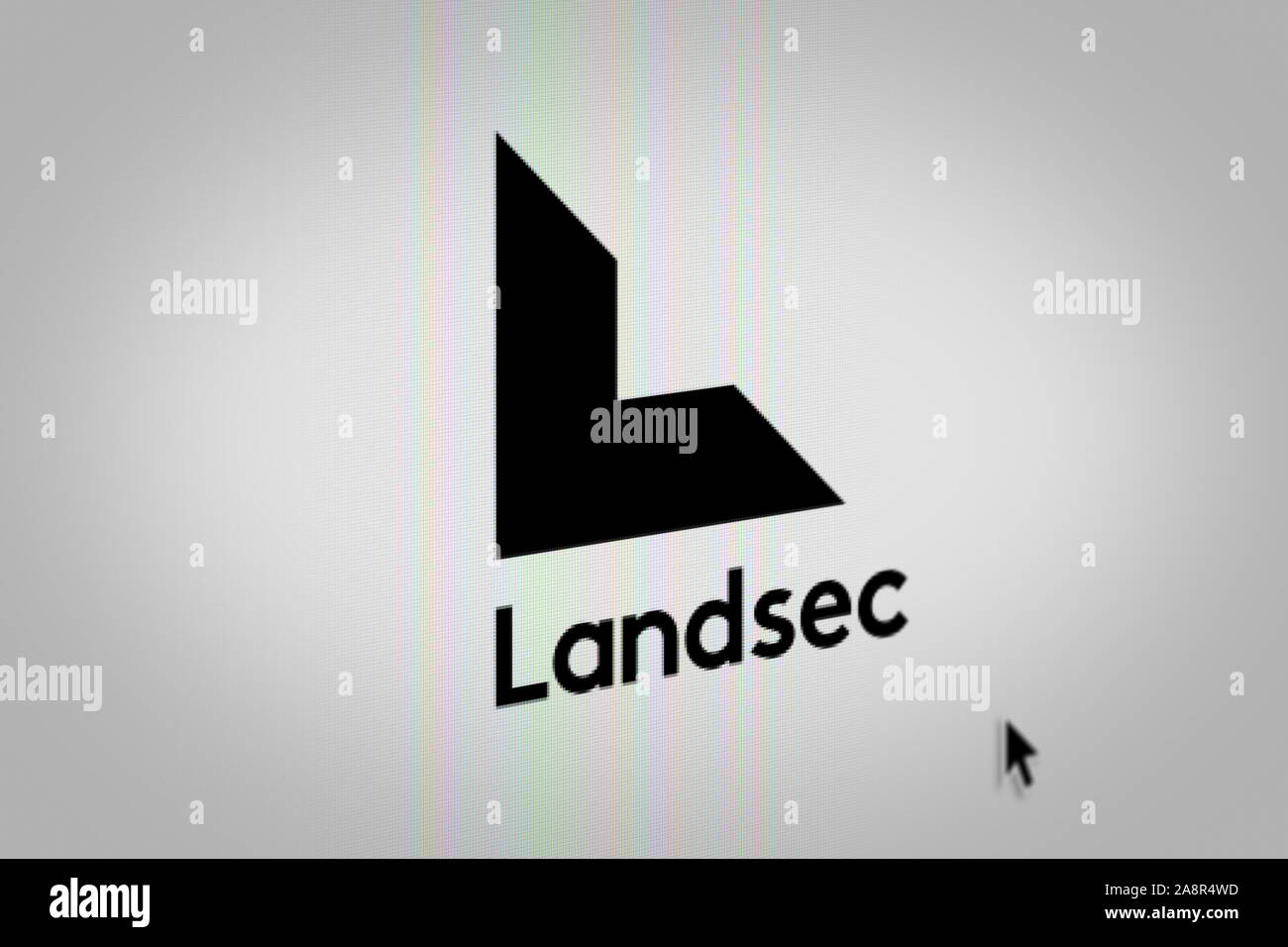 Logo der öffentlichen Unternehmen Land Securities auf einem Bildschirm in der Nähe angezeigt. Credit: PIXDUCE Stockfoto