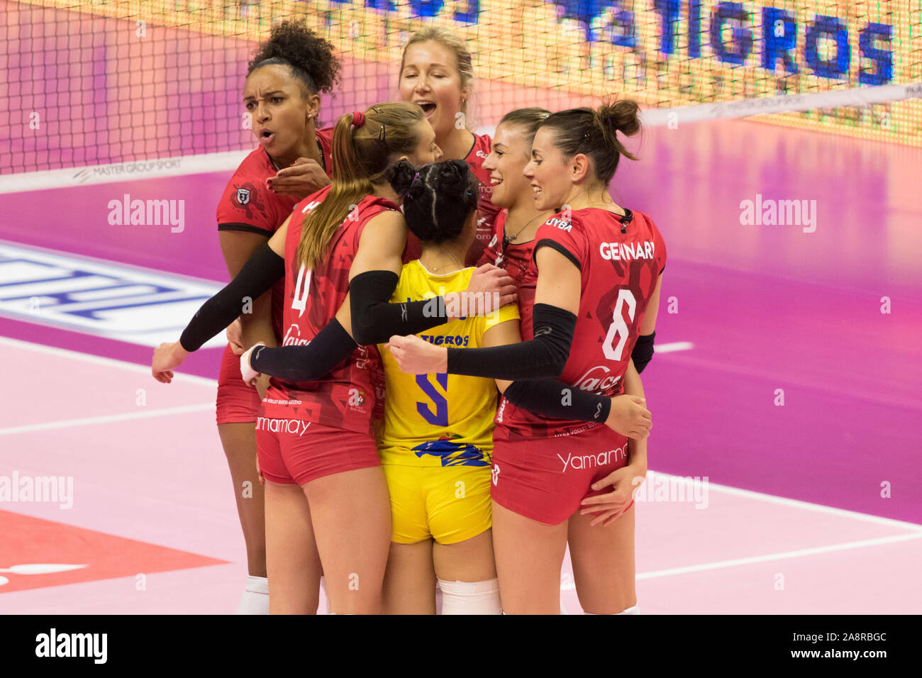 Glück - unet e-work Busto Arsizio, uyba) während der Unet E-Work Busto Arsizio vs Golden Tulip Volalto 2.0 Caserta, Busto Arsizio, Italien, 10. November 2019, Stockfoto