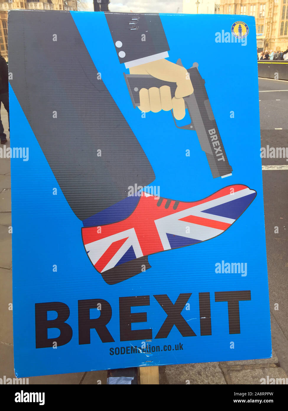 BREXIT Demonstrationen außerhalb des Parlaments, London, UK Stockfoto