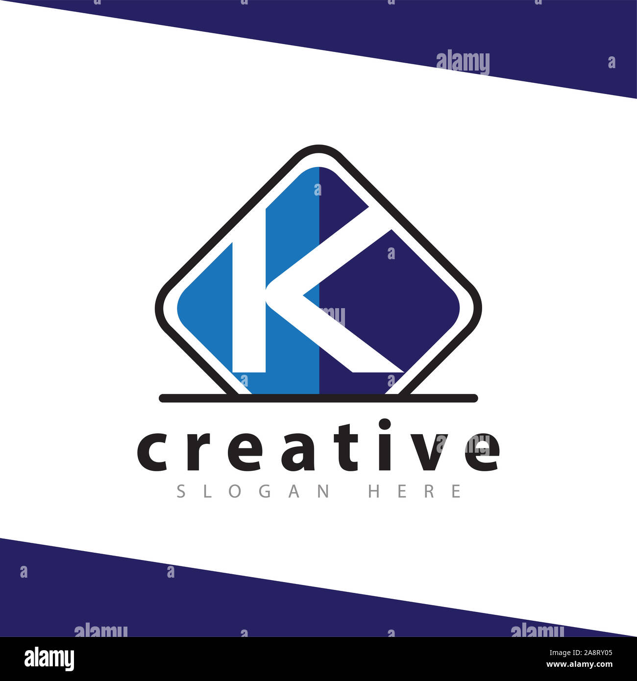 K Brief mit Plakette quadratische Logo Symbol vektor Vorlage Stockfoto