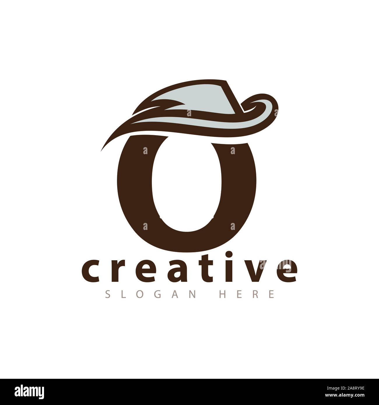 O Brief mit Cowboyhut logo Symbol Vektor Stockfoto