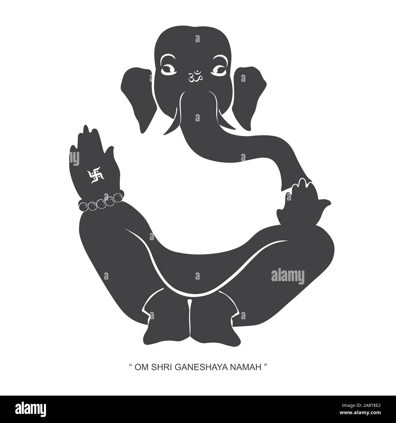 Om Ganesha. Diese grafische Darstellung Ganesha ist eine der bekanntesten und am meisten verehrten Gottheiten im Hinduismus, den Glauben an Gott zu fai beseitigen Stock Vektor