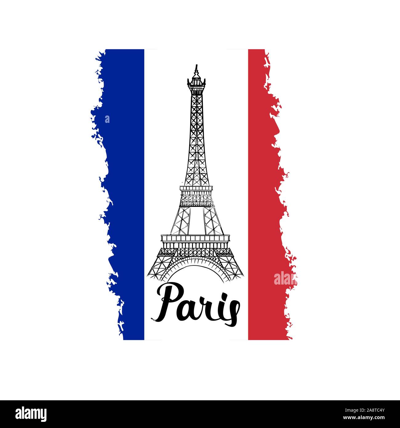 Logo der Stadt Paris mit Eiffelturm Stock Vektor