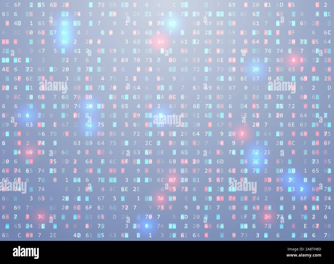 Vektor hex-code Hintergrund mit Highlight ein wichtiges Element, Fehler, die Sicherheitsanfälligkeit. Grosse Daten und Programmierung Hacking, Entschlüsselung Stock Vektor