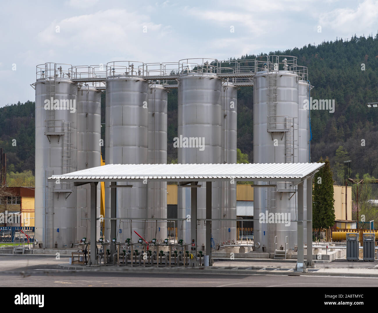 Silos in einer chemischen Produkte Stockfoto