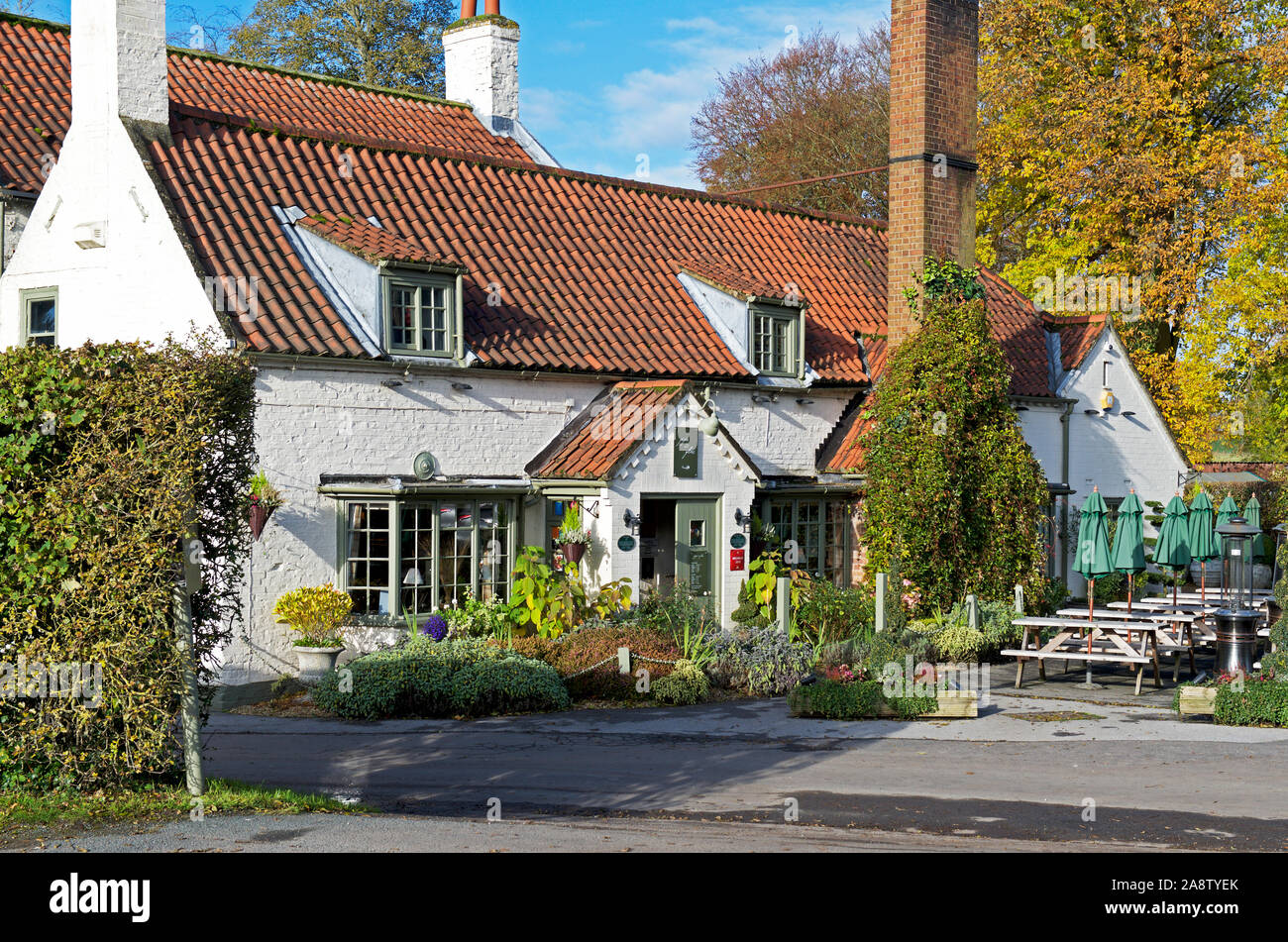 Die Leitung & Glas Inn, in der Ortschaft südlich Dalton, East Yorkshire, England, Großbritannien Stockfoto