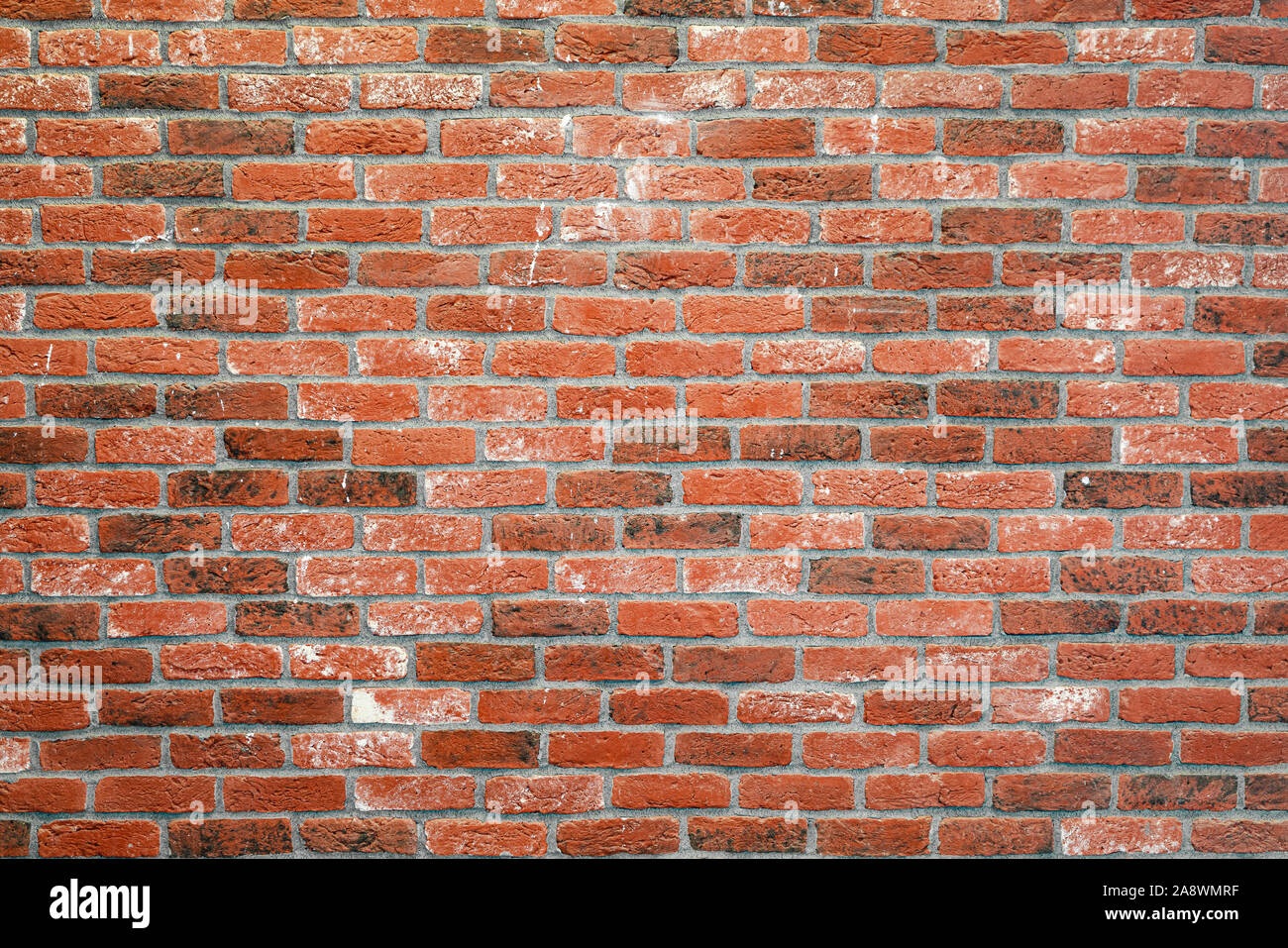 Rot und Braun Ziegel an der Wand Dekoration für Hintergrund. Stockfoto