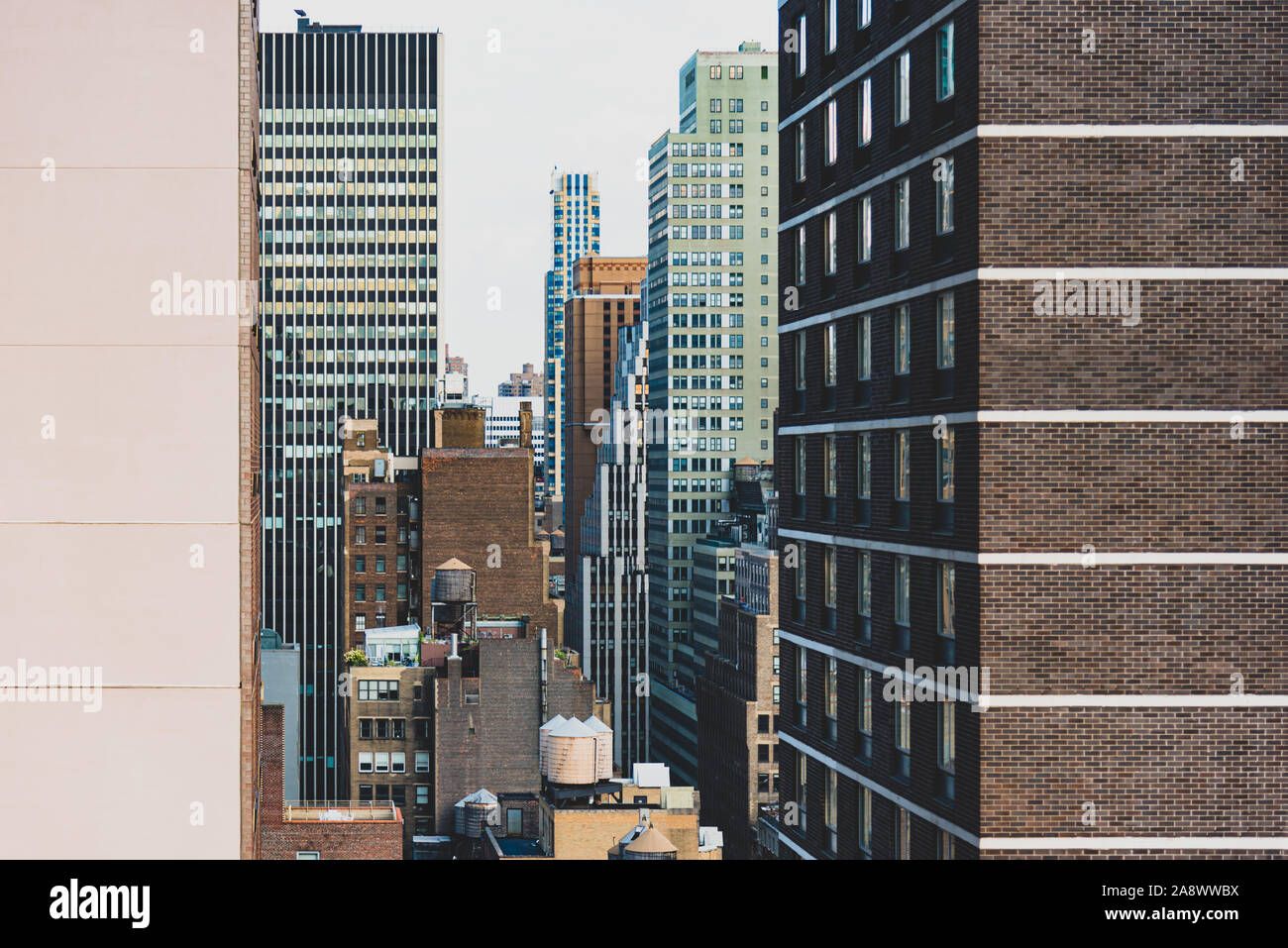 Farbe Bild New York City Manhattan Luftaufnahme, Wolkenkratzer Hintergrund Stockfoto