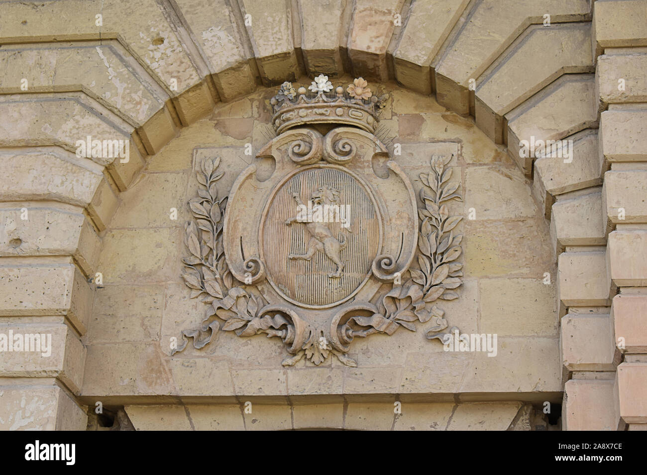 Victoria Gate Mauerwerk detail, Valletta, Malta Stockfoto